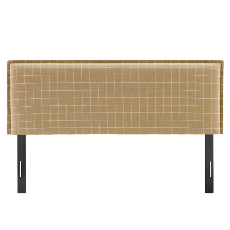 Camille Checkered Linen Blend King Size Headboard image number 4