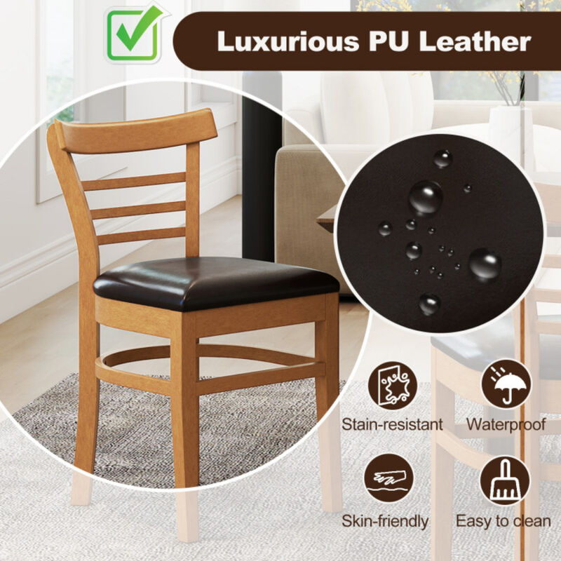 Wooden Dining Chair Set of 2 with Solid Rubber Wood Legs for Restaurant image number 5