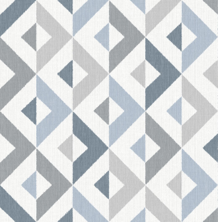 Seesaw Slate Geometric Faux Linen Wallpaper