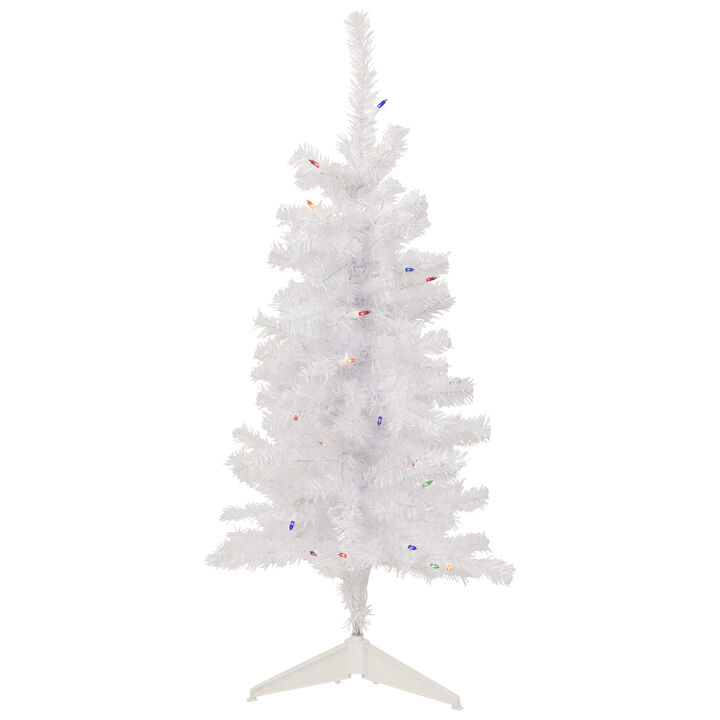 3' Pre-Lit Woodbury White Pine Slim Artificial Christmas Tree  Multi Lights
