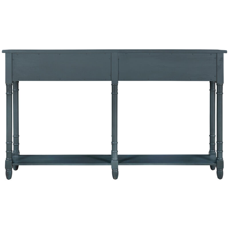 Console Table Sofa Table Easy Assembly with Two Storage Drawers and Bottom Shelf for Living Room, Entryway (Navy)