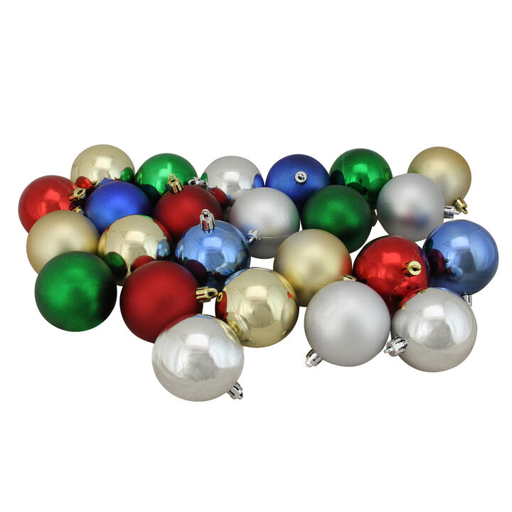 24ct Multi-Color Shatterproof 2-Finish Christmas Ball Ornaments 2.5" (60mm)