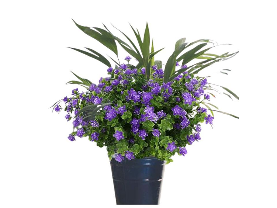 6 Bundle Purple Artificial Greenery Stems UV Resistant Outdoor Vase Filler