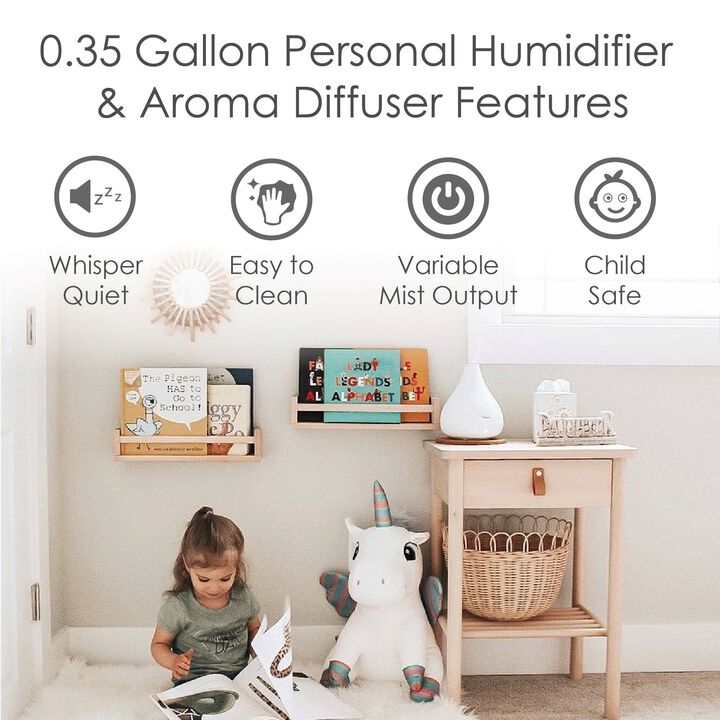 0.35 Gal. 2-in-1 Ultrasonic Cool Mist Humidifier & Aroma Diffuser for Small Rooms
