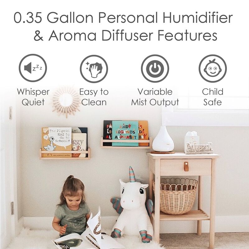 0.35 Gal. 2-in-1 Ultrasonic Cool Mist Humidifier & Aroma Diffuser for Small Rooms image number 1