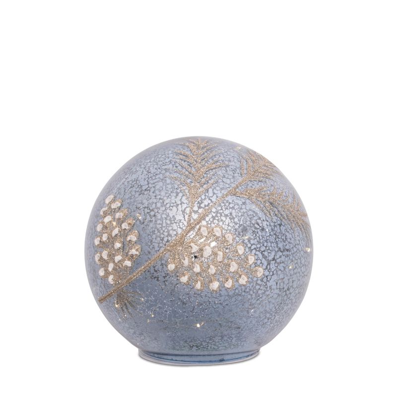 Winter LED Pinecone Globe Set – Decorative Lighted Globes with Faux Snow and Pine Accents for Festive Styling