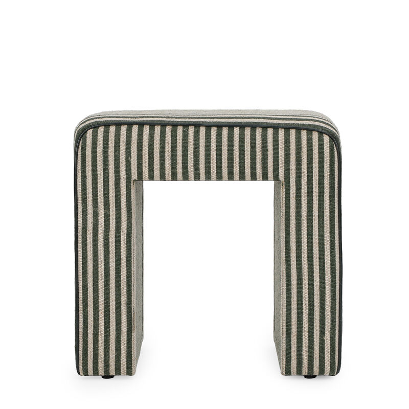 Byron Square Green Stripe Cotton Jute Ottoman image number 0