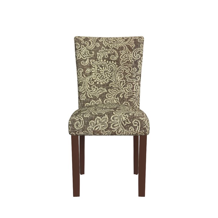 Jax Parsons Dining Chair Set of 2, Brown Jacobean Print Polyester