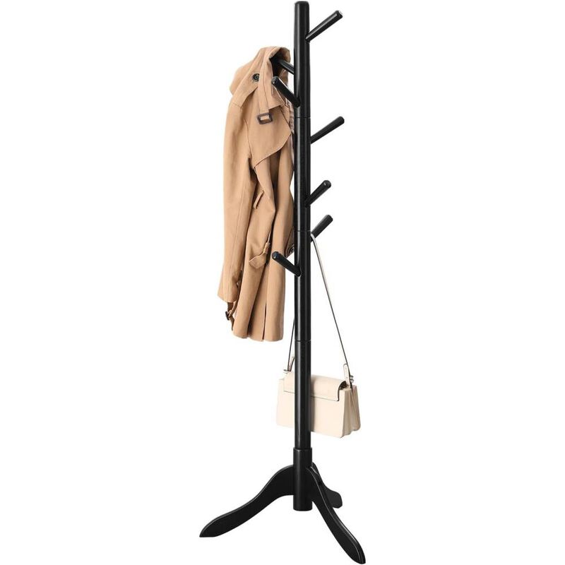 Hivvago Modern Solid Wood Coat Rack in White Finish with 8 Hooks