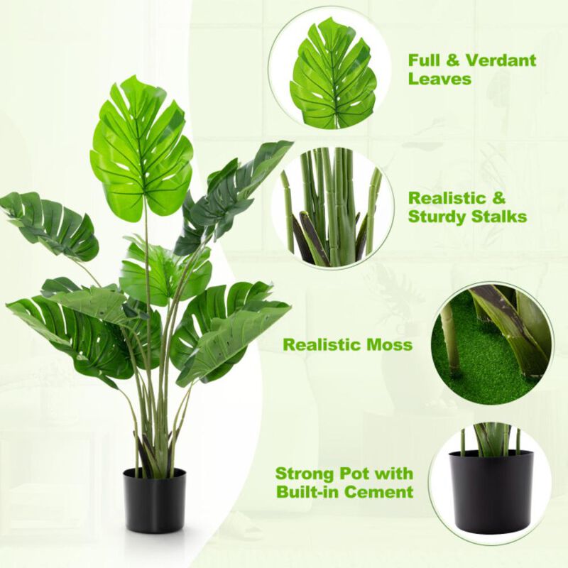 Hivvago 4 Feet Artificial Monstera Deliciosa Tree with 10 Leaves of Different Sizes