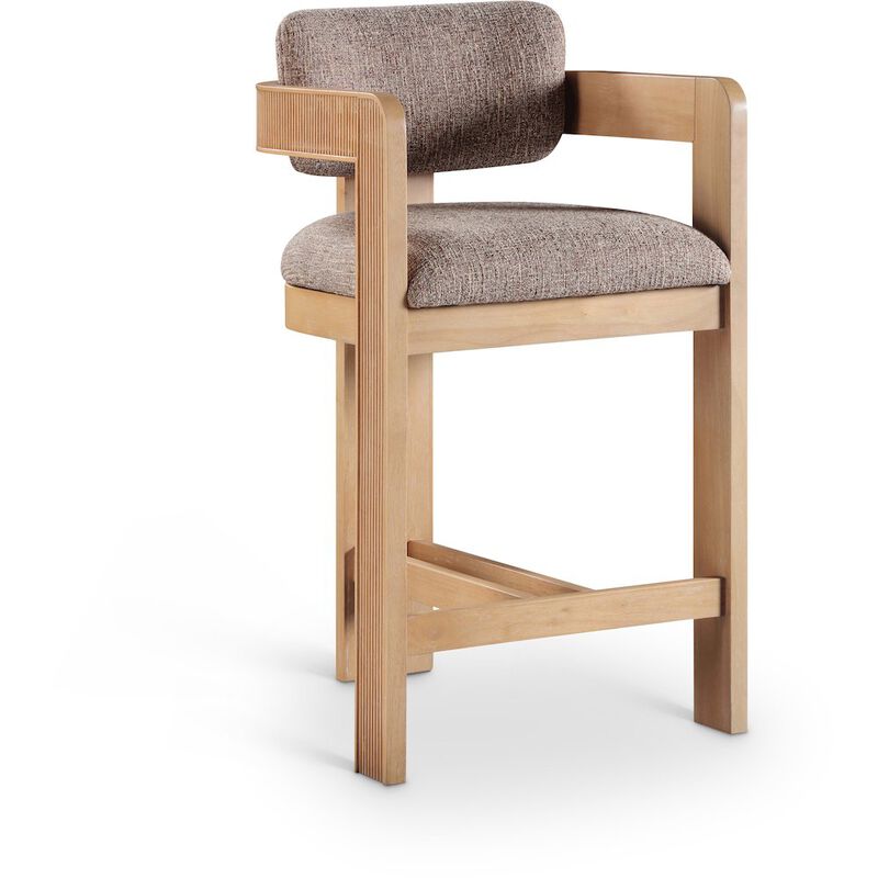 Meridian Furniture Sacha Linen Textured Fabric Stool