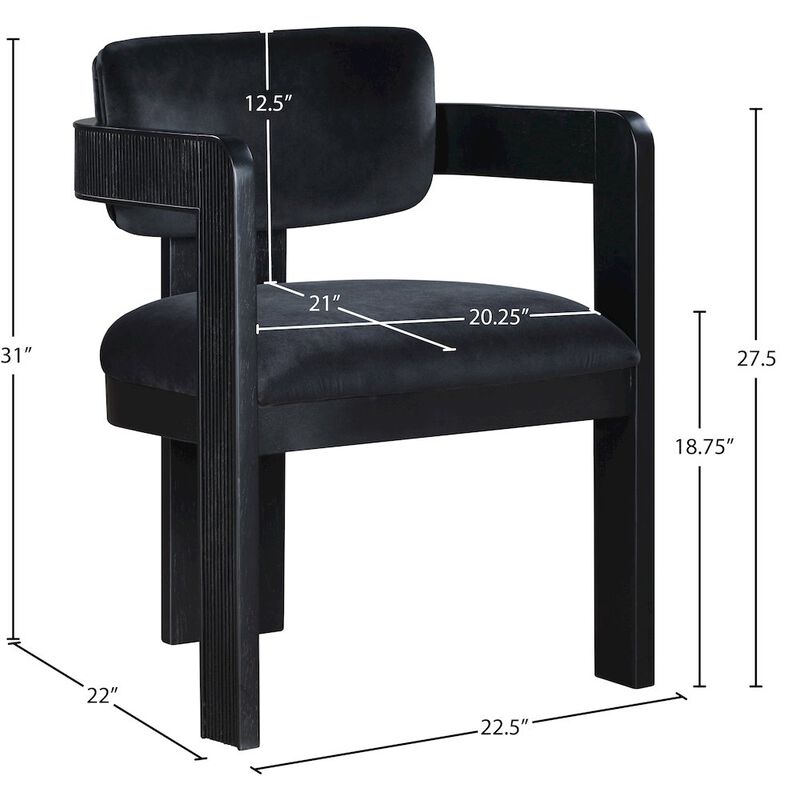 Meridian Furniture Sacha Black Velvet Dining Chair, Set of 2