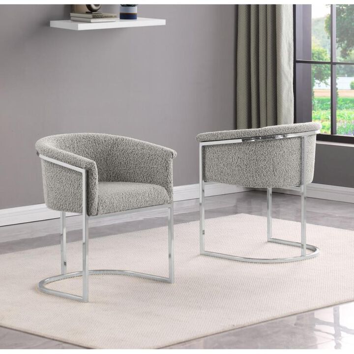 Best Quality teddy Boucle in rich gray side chair - Set of 2