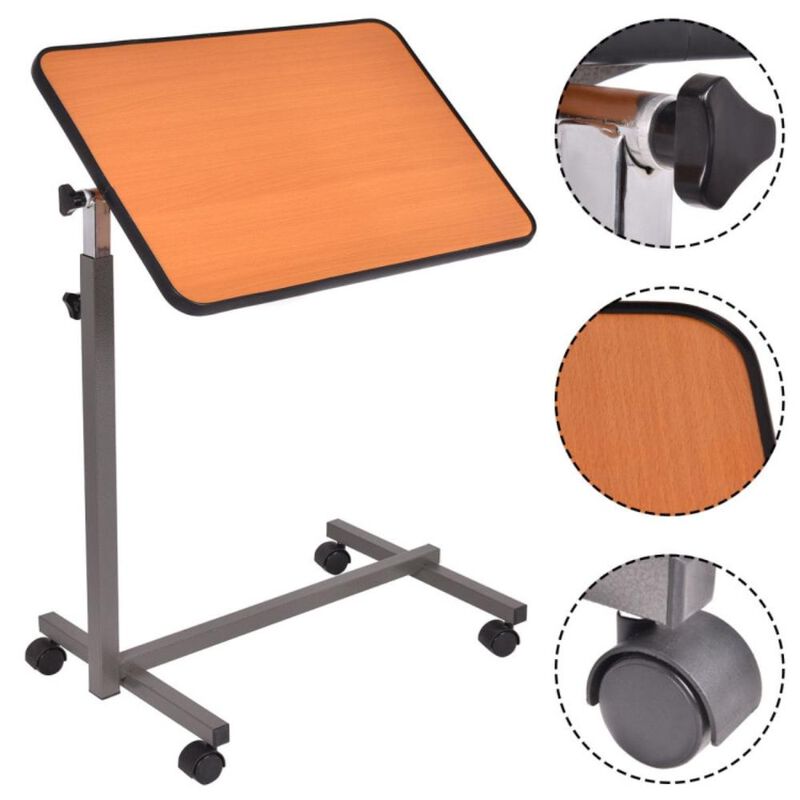 Hivvago Over Bed Food Tray Small Rolling Computer Table