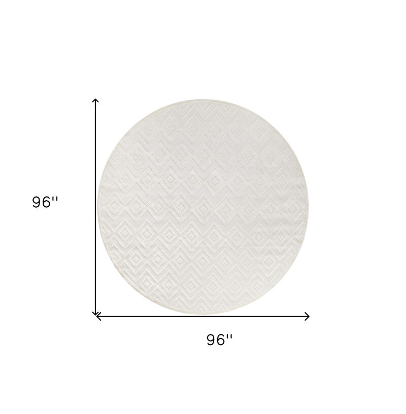 HomeRoots 8' Ivory And White Geometric Indoor Outdoor Area Rug image number 4
