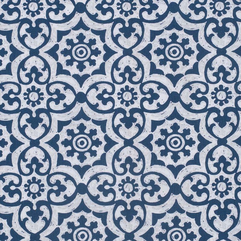 Ellis Athens Printed Tile Design on a Ground 3" Rod Pocket Premium Tailored Pairs 100"x63" Navy