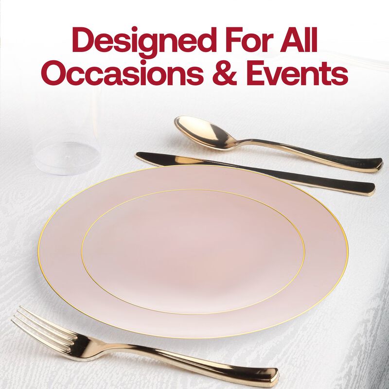 Gold Rim Organic Round Plastic Wedding Value Set image number 6