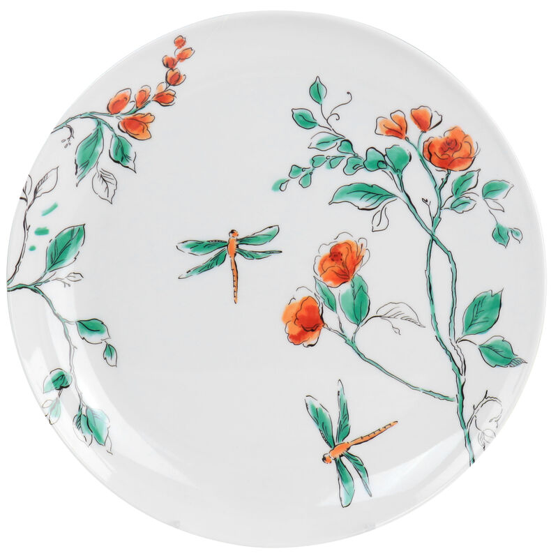 Martha Stewart 12 Piece Dragonfly Melamine Dinnerware Set in White