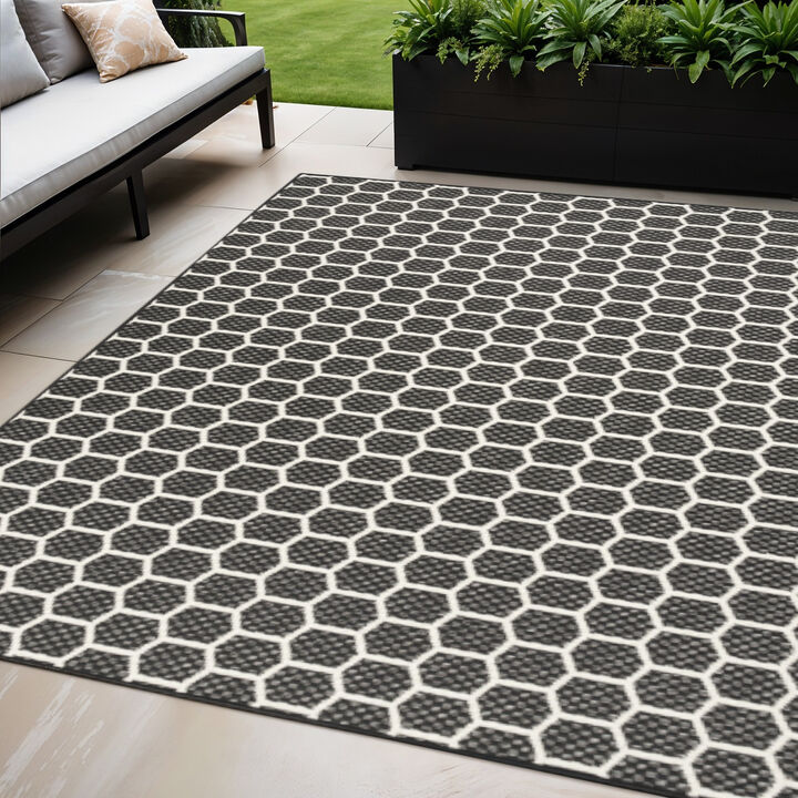 HomeRoots Geometric Indoor Outdoor Area Rug
