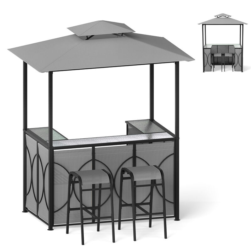 Outdoor Grill Gazebo Set with Bar Table and 2 Stools &ndash; Perfect for BBQ Parties