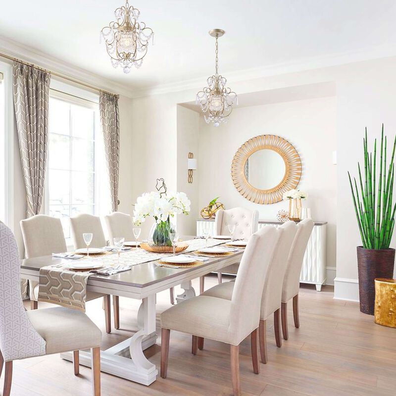 Eleanor Glam 1 Light Brushed Champagne Silver Mini Crystal Chandelier image number 2