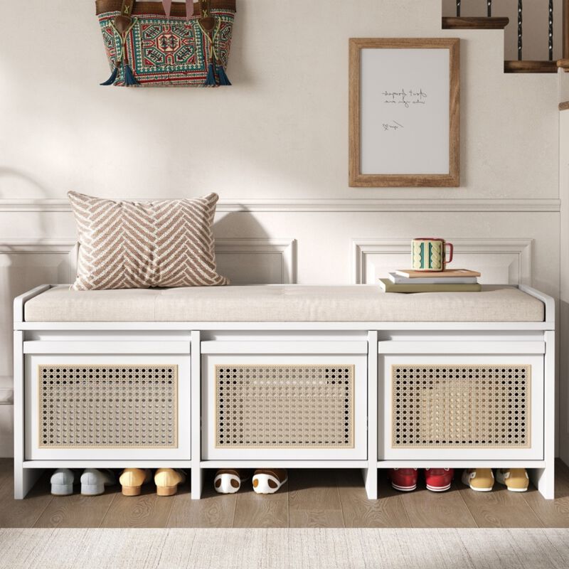 Seckbo Retro Button Tufted Upholstered Storage Bench image number 2