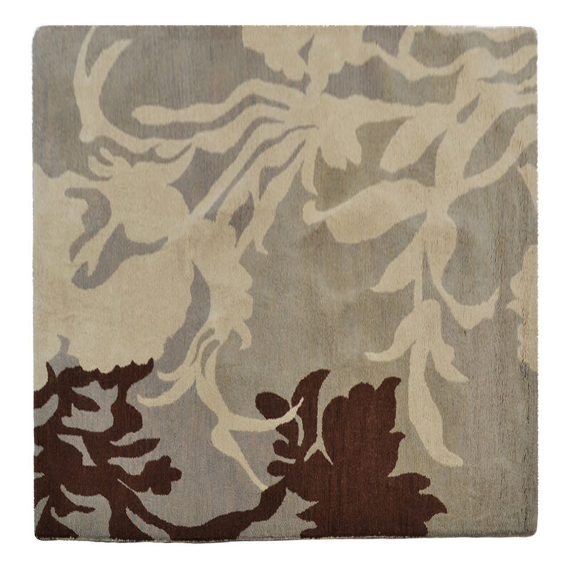 RUGSOTIC CARPETS HAND TUFTED WOOL ECO-FRIENDLY AREA RUGS  - Square Shape, Gray & White, Floral Modern Design, High Pile  Handmade Anti Skid Area Rugs for Living Room, Bed Room (K00511) image number 0