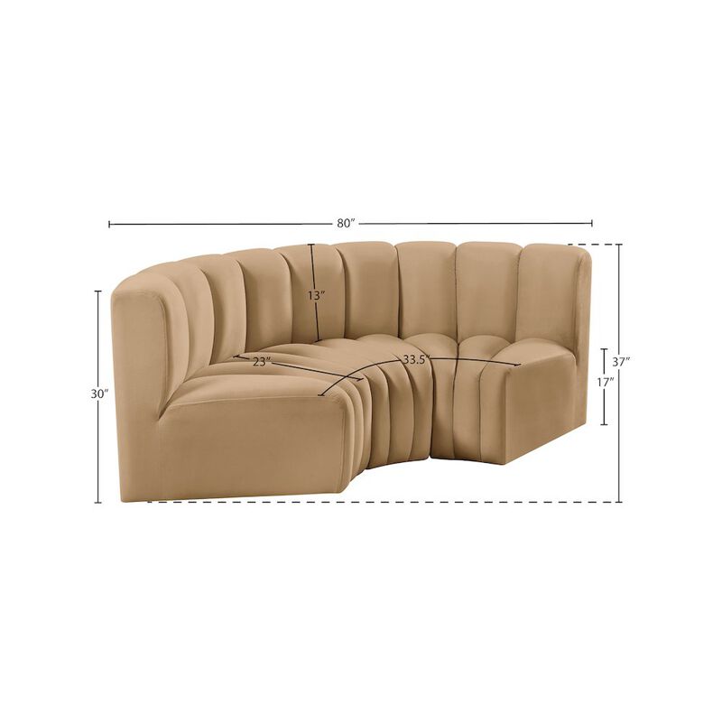 Meridian Furniture Arc Camel Velvet Modular Sofa