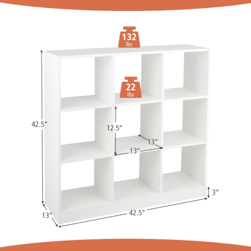 Hivvago Modern 9-Cube Bookcase with 2 Anti-Tipping Kits for Books Toys Ornaments