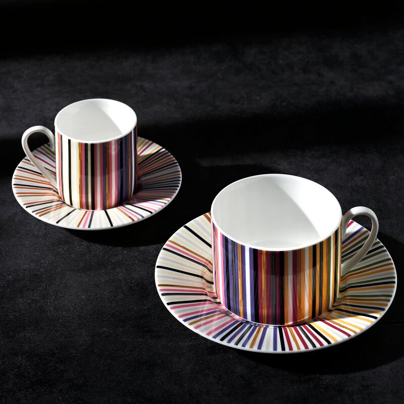 Coffee Cup & Saucer STRIPES JENKINS 156 Set of 2, cup diam. 2.36", H 2.4", saucer diam. 4.72" image number 2