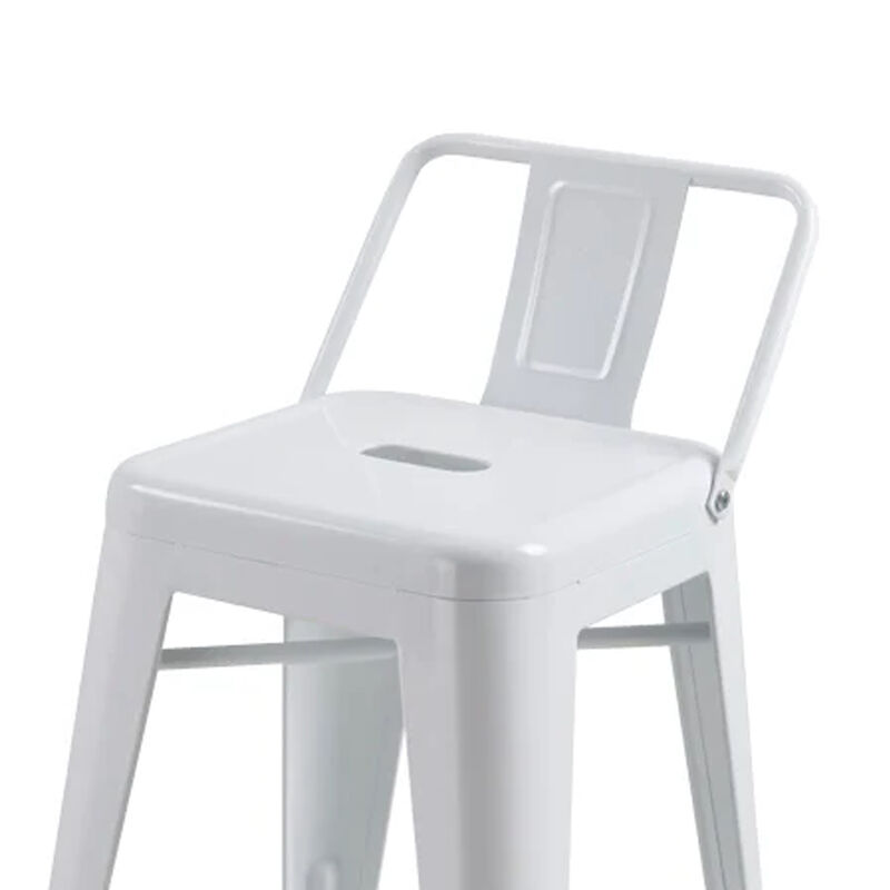 Giri 26 Inch Counter Stool Chair, Set of 4, Footrest and Tapered Legs, White Metal - Benzara