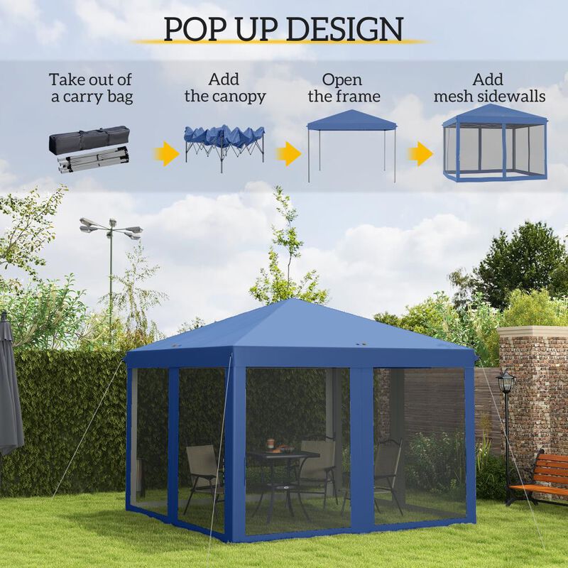 Hivvago 10' x 10' Pop Up Canopy Tent with Netting and Carry Bag image number 2