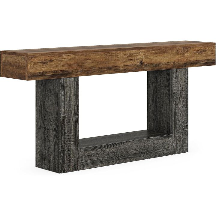 Tribesigns Farmhouse 2-Tier Wood Console Table