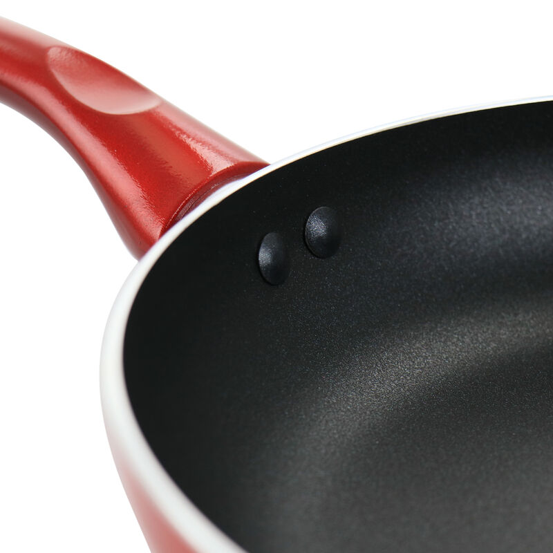 Better Chef 10in Silver Metallic Non Stick Gourmet Fry Pan in Red
