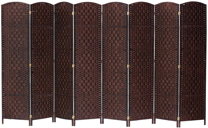 Legacy Decor 4 Panel Room Divider Privacy Screen Bamboo Fiber Natural Color