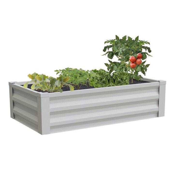 QuikFurn White Powder Coated Metal Raised Garden Bed Planter Made In USA