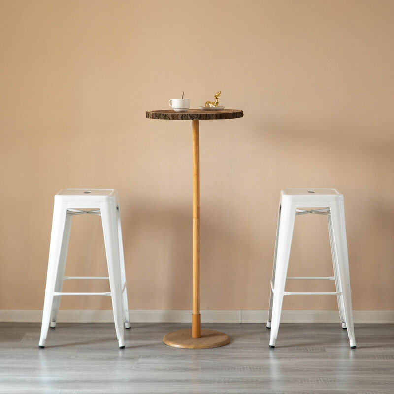 30-inch Backless Metal Bar Stool Stackable Heavy-Duty Counter-Height Chair for Home Bars Patios Kitchen Islands Cafes Restaurants Bistros and Dining Areas for Indoor & Outdoor Use, White