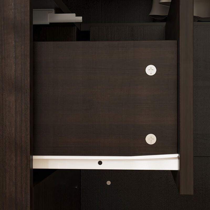 FUFU&GAGA Corner Wardrobe Closet with Adjustable Shelves and Drawers,(35.4" W x 35.4" D x 70.9" H), Dark Brown