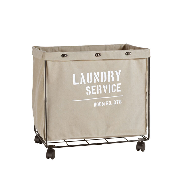 Army Canvas Laundry Hamper on Wheels