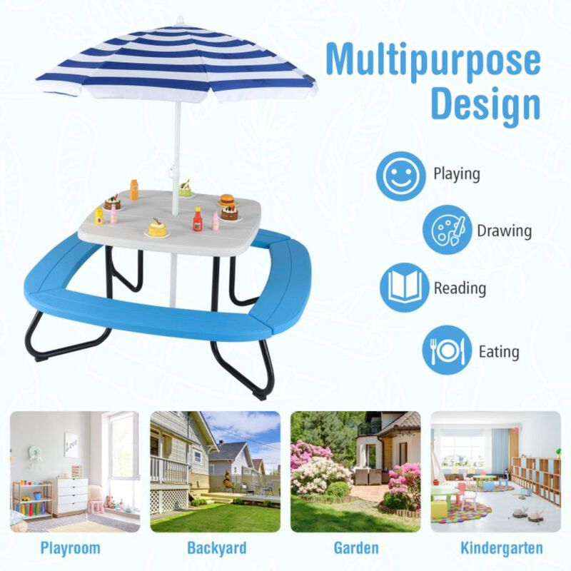 Hivvago Toddler Outdoor Activity Table with Adjustable and Collapsible Umbrella