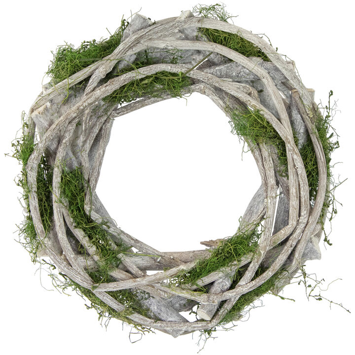 Twig and Moss Artificial Round Spring Wreath  8-Inch  Unlit