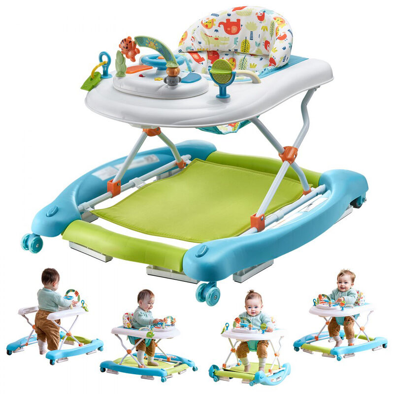 Foldable Baby Activity Walker with Wheels, Toys, Music, and 3-Height Adjustment
