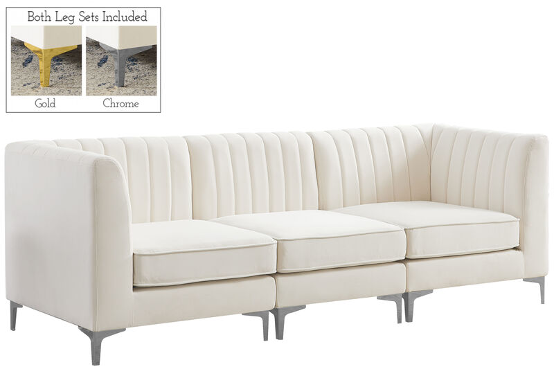 Meridian Furniture Alina Cream Velvet Modular Sofa