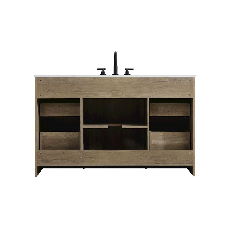 Elegant Kitchen and Bath Austin 54 Inch Single Bathroom Vanity In Natural Oak