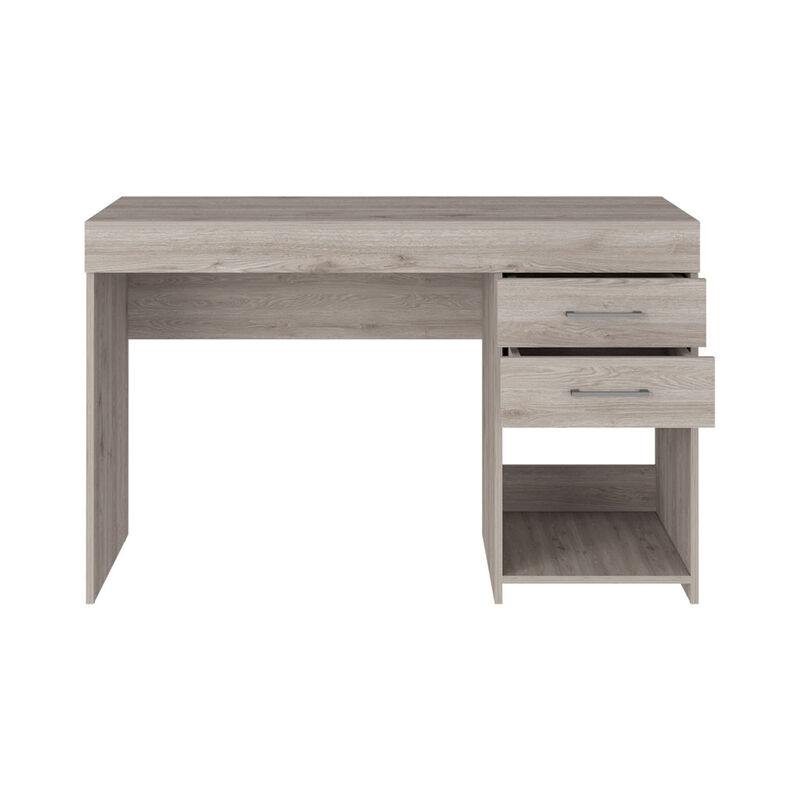 DEPOT E-SHOP Maui 2 Drawers Computer Desk, One Lower Shelf, Light Gray