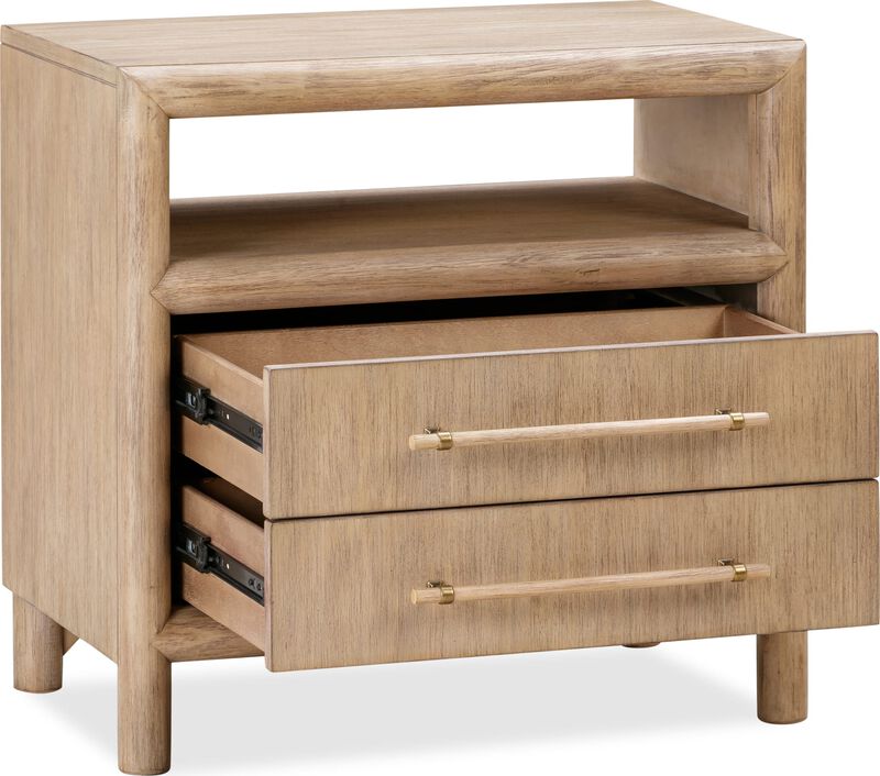 Dorsey Two Drawer USB-charging Nightstand in Granola