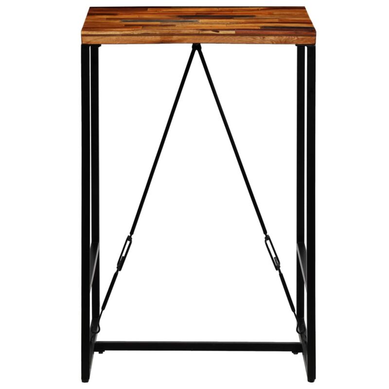 vidaXL Square Bar Table, Industrial-Style with Steel Legs, Constructed from Solid Reclaimed Wood - 27.6"x27.6"x41.7", Suitable for Kitchens, Bars, Cafes, and Dining Rooms