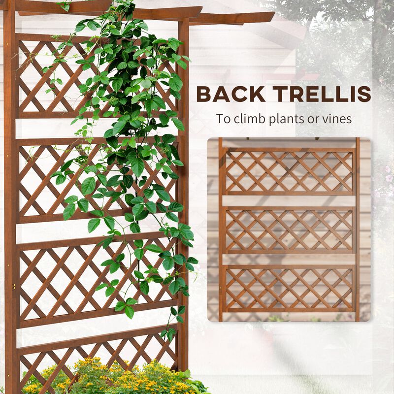 Outsunny Wood Planter with Trellis, Raised Garden Bed Privacy Screen Planter Box for Climbing Plants, Vines, Vegetables, Flowers