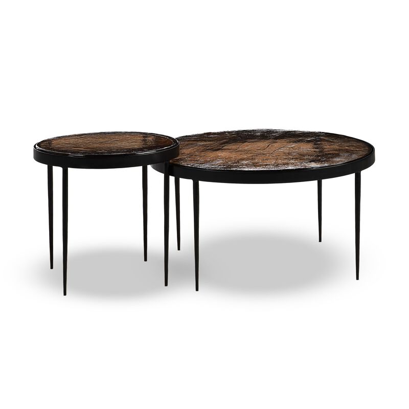 Yoko Smoked Brown Cast Glass Nesting Tables