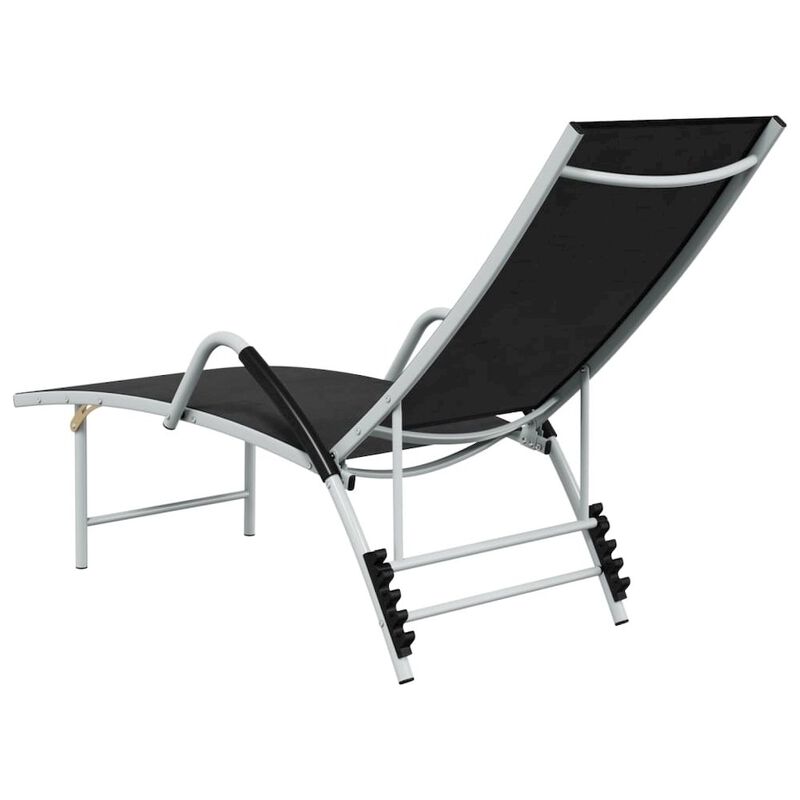 Sun Lounger Black and silver Textilene and aluminum Standard